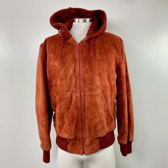 Vintage Learsi Burnt Orange Genuine Leather Made in Uruguay Size 46 Hooded